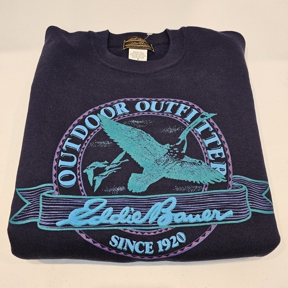 Eddie Bauer Outdoors Canadian Goose Sweatshirt Men's Size Medium Vintage 90's - Picture 8 of 9